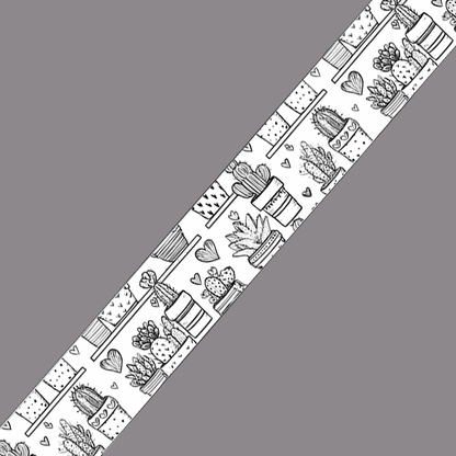 L'atelier du Fourmilier BioThane imprimé au mètre BioThane imprimé – Motif Cactus & Cœurs noir et blanc