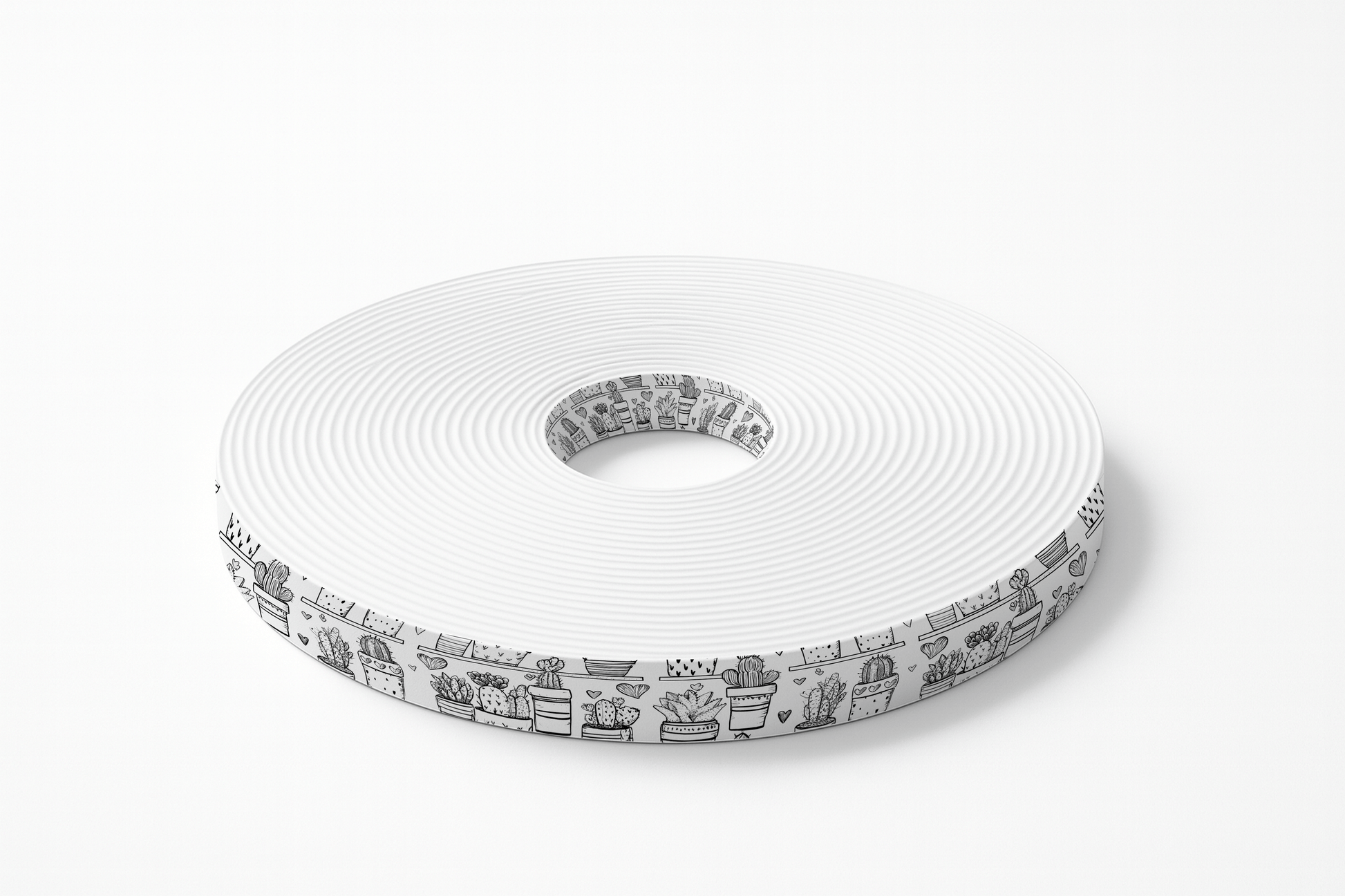 L'atelier du Fourmilier BioThane imprimé au mètre BioThane imprimé – Motif Cactus & Cœurs noir et blanc