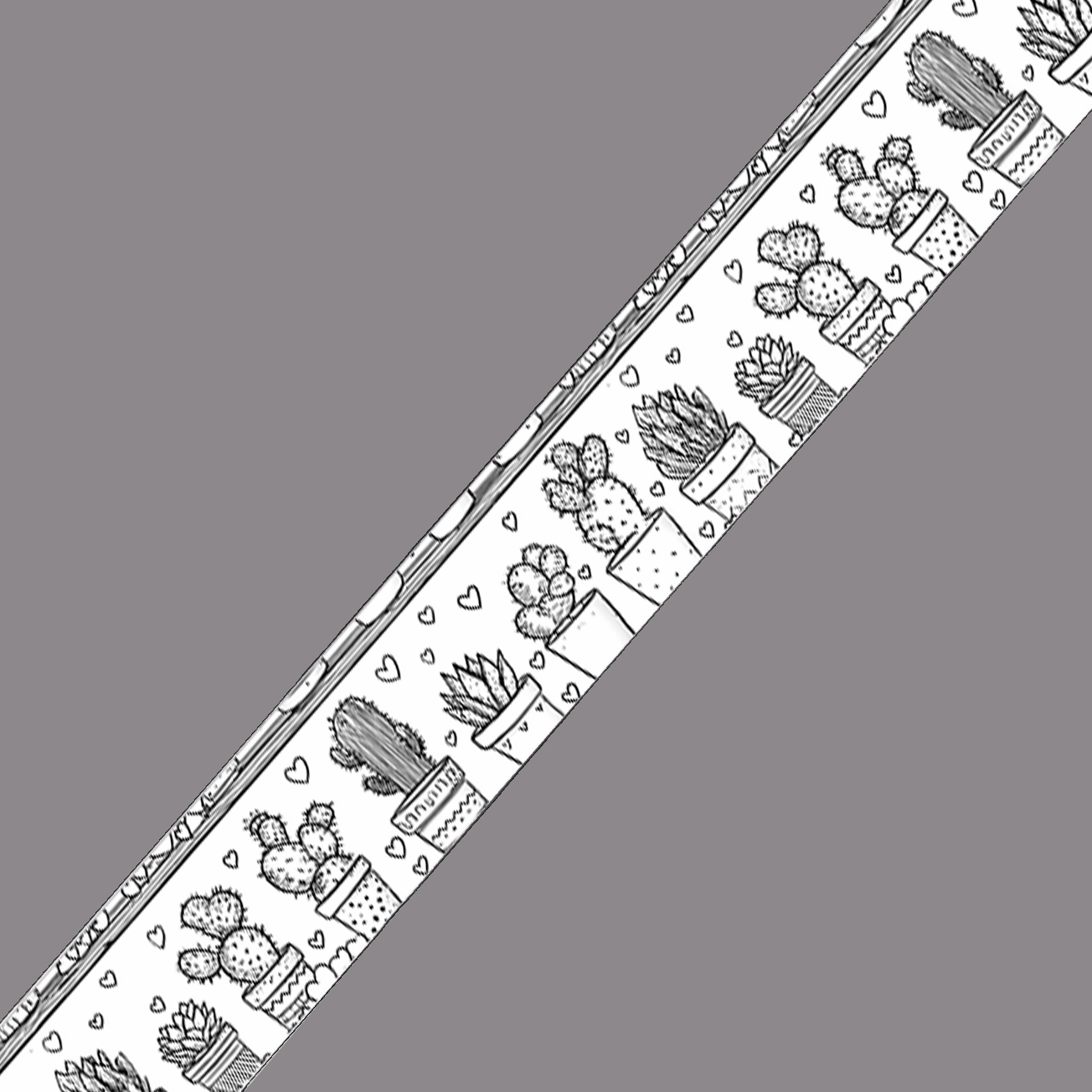 L'atelier du Fourmilier BioThane imprimé au mètre BioThane imprimé – Motif Cactus dessinés noir & blanc