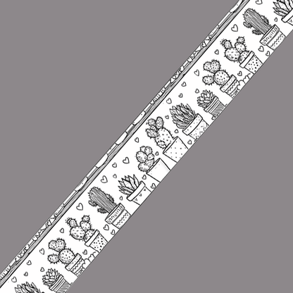 L'atelier du Fourmilier BioThane imprimé au mètre BioThane imprimé – Motif Cactus dessinés noir & blanc