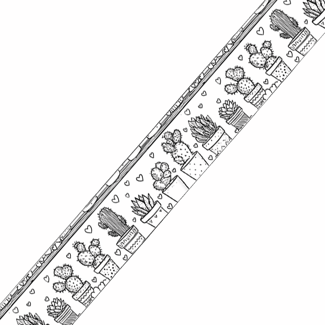 L'atelier du Fourmilier BioThane imprimé au mètre BioThane imprimé – Motif Cactus dessinés noir & blanc