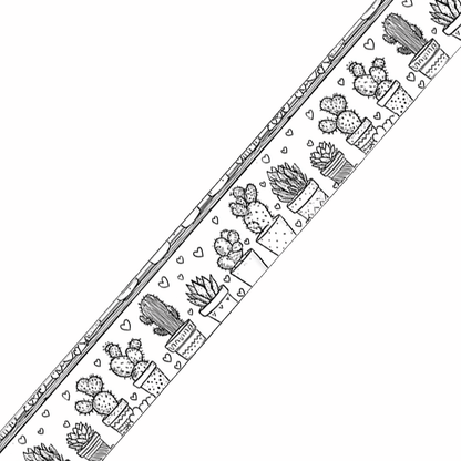 L'atelier du Fourmilier BioThane imprimé au mètre BioThane imprimé – Motif Cactus dessinés noir & blanc