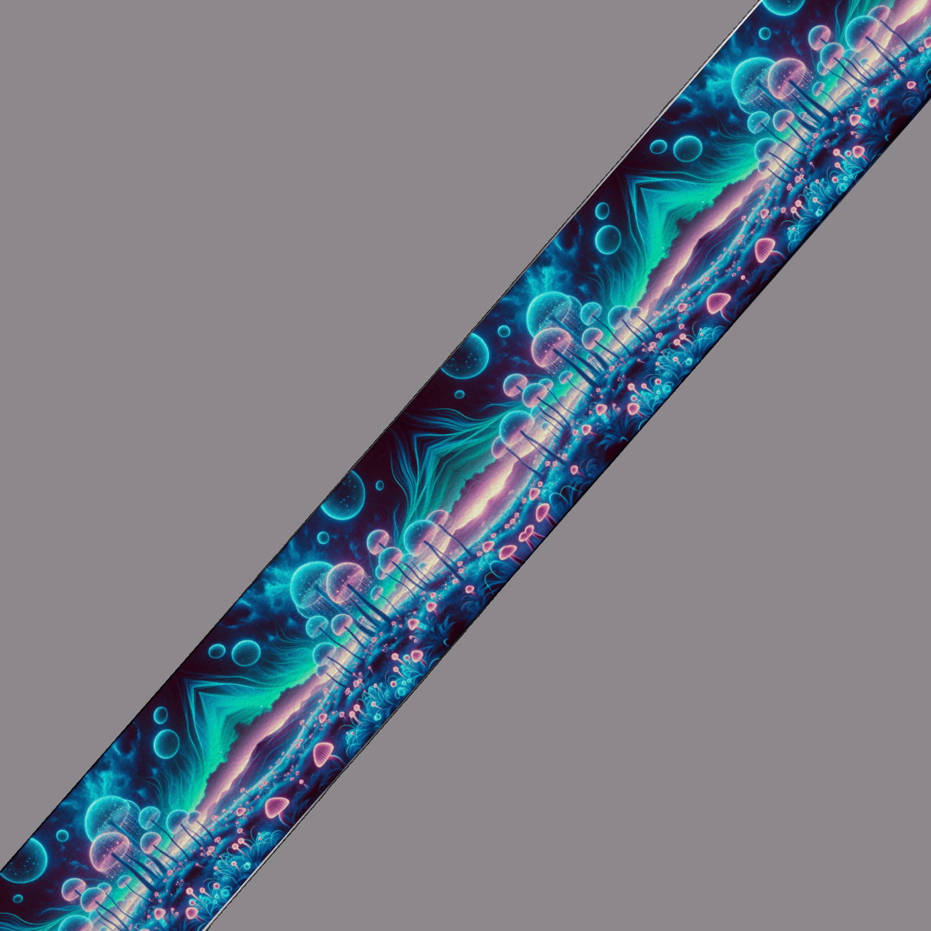 L'atelier du Fourmilier BioThane imprimé au mètre BioThane® imprimé - Motif "Champignons Fluos Mystiques"