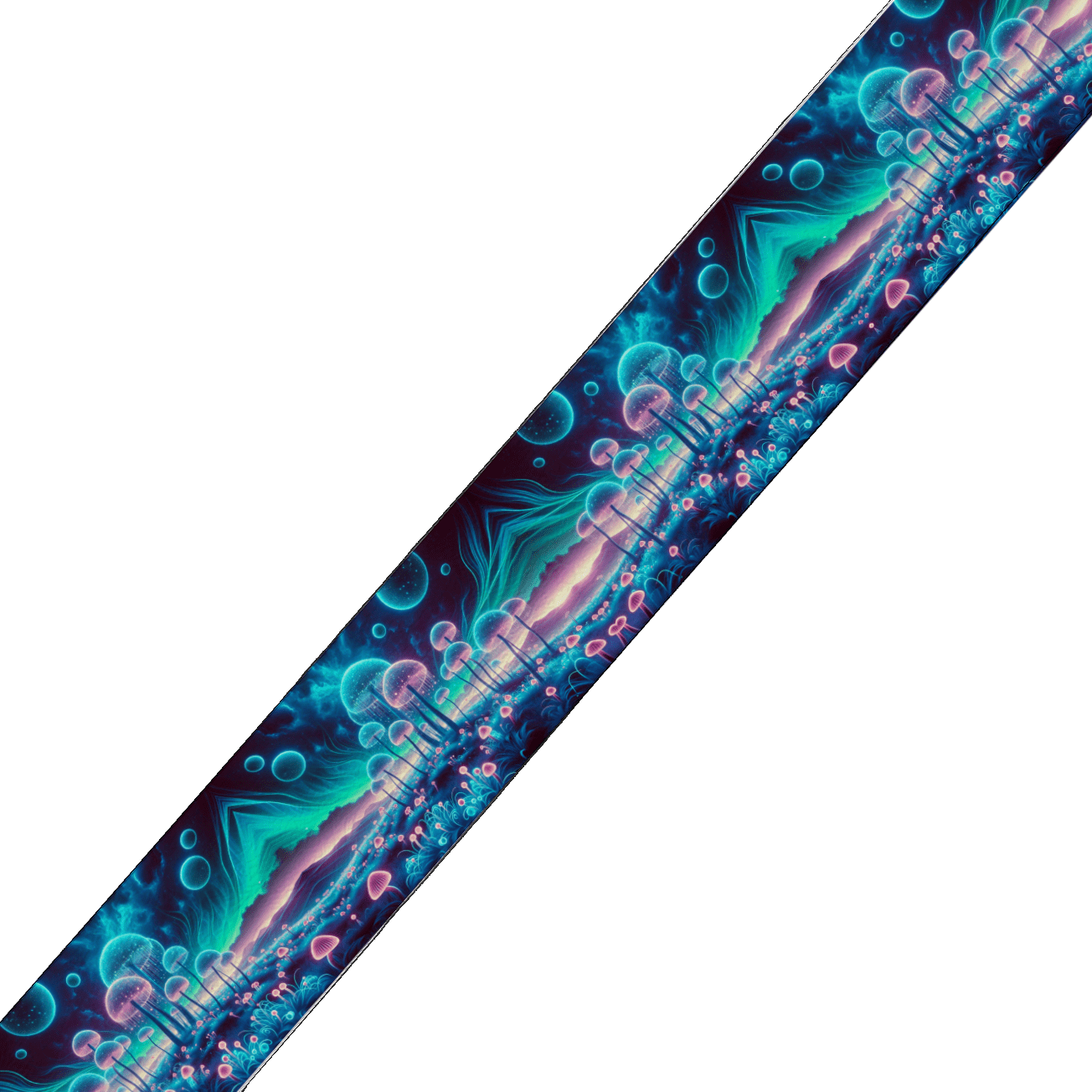 L'atelier du Fourmilier BioThane imprimé au mètre BioThane® imprimé - Motif "Champignons Fluos Mystiques"