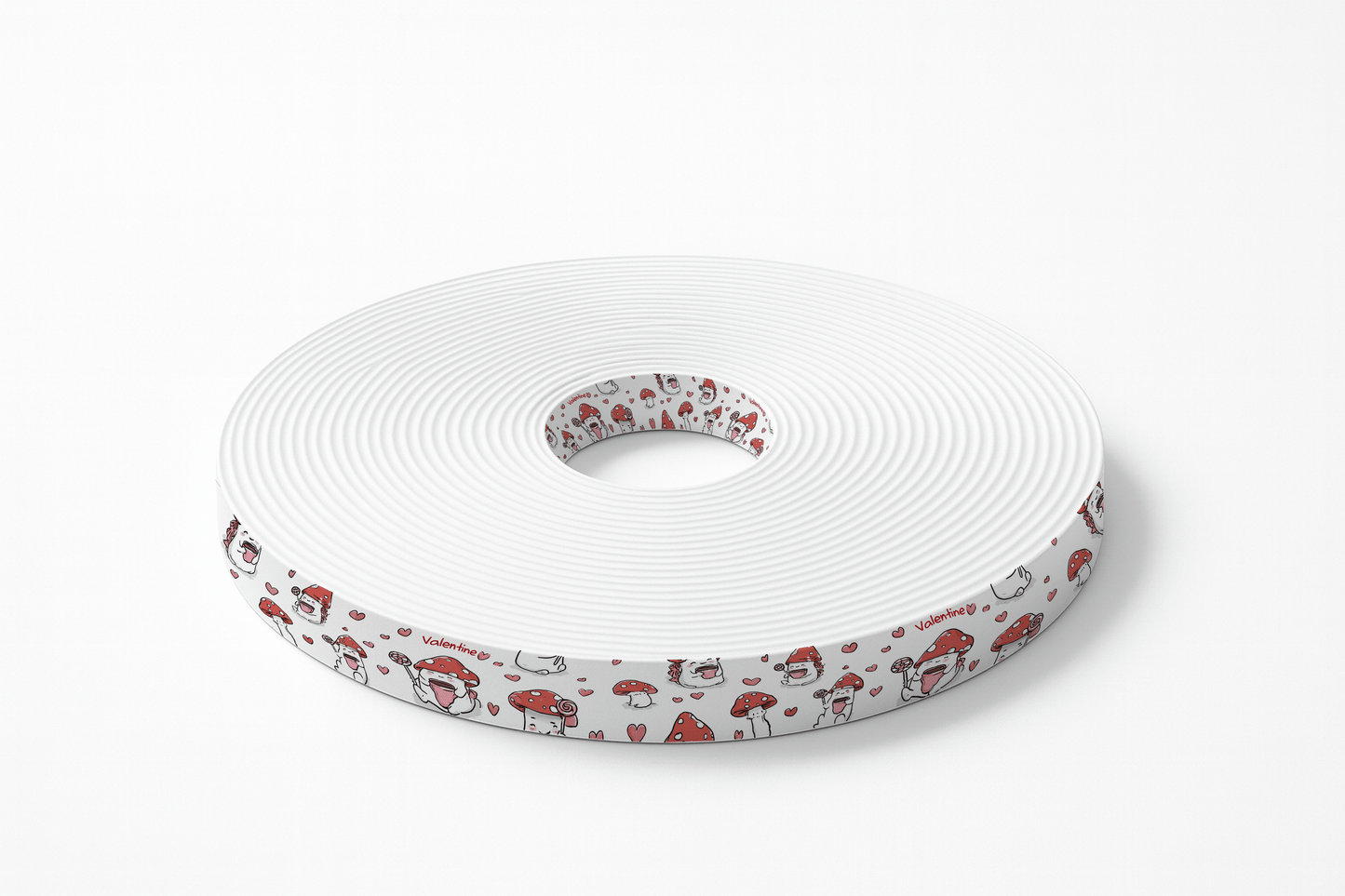 L'atelier du Fourmilier BioThane imprimé au mètre BioThane imprimé – Motif Champignons Valentine & cœurs