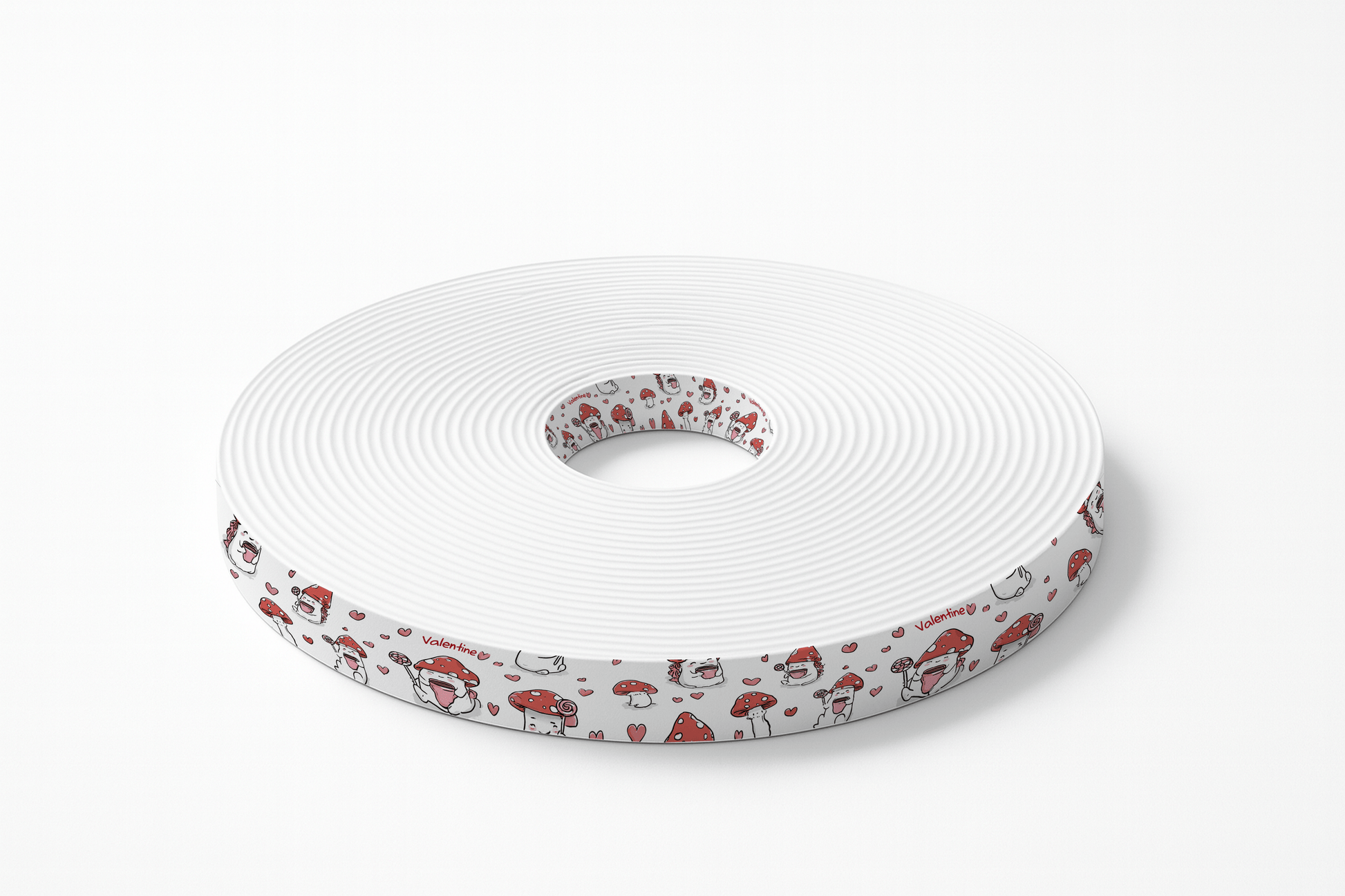 L'atelier du Fourmilier BioThane imprimé au mètre BioThane imprimé – Motif Champignons Valentine & cœurs