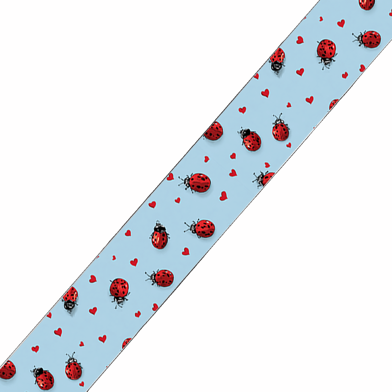 L'atelier du Fourmilier BioThane imprimé au mètre BioThane imprimé – Motif Coccinelles & Cœurs fond bleu ciel
