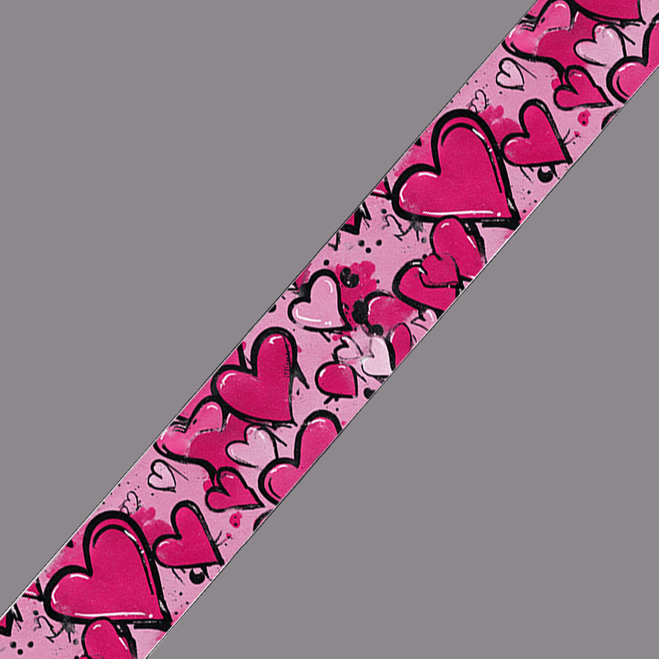 L'atelier du Fourmilier BioThane imprimé au mètre BioThane imprimé – Motif Cœurs graffiti roses