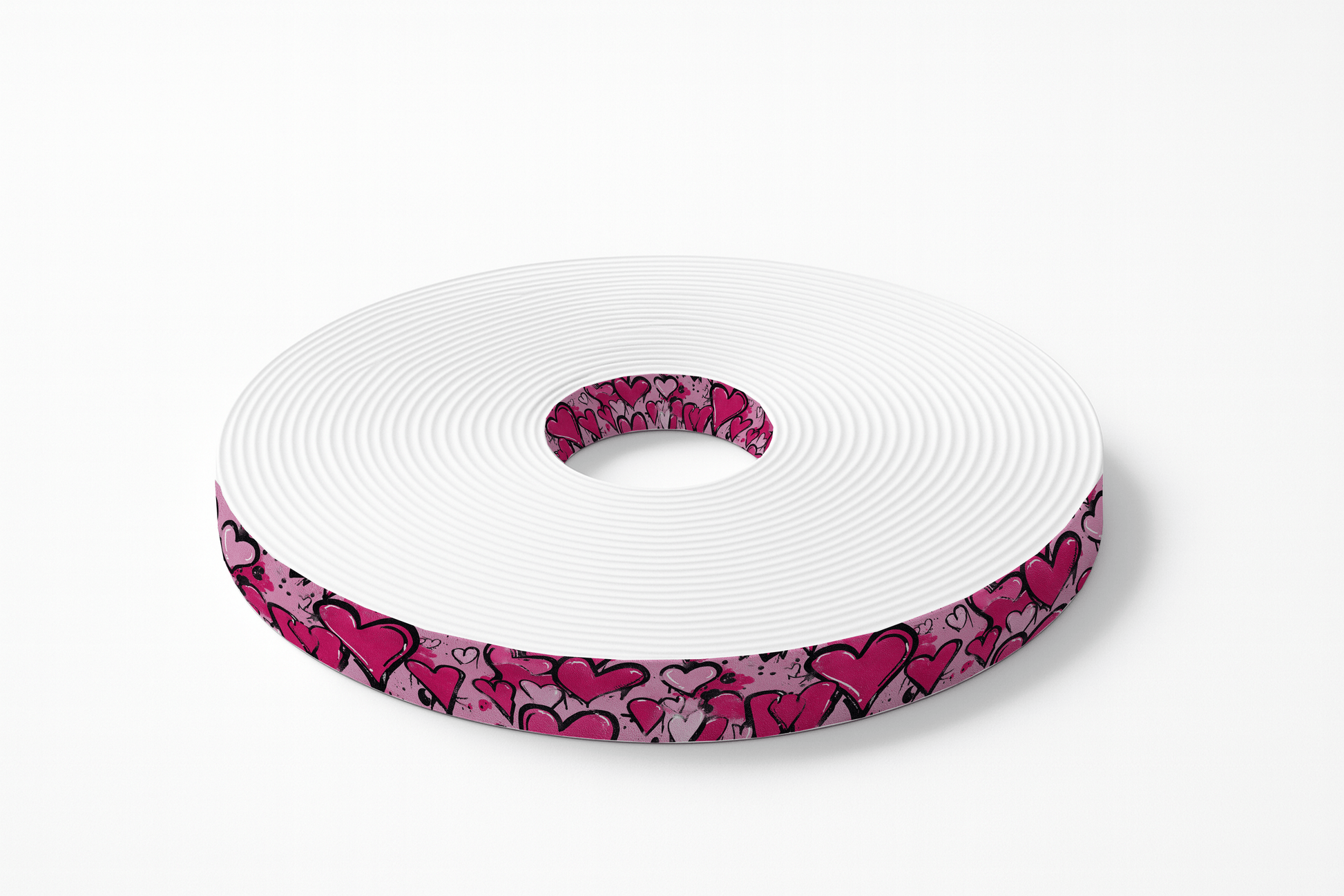 L'atelier du Fourmilier BioThane imprimé au mètre BioThane imprimé – Motif Cœurs graffiti roses