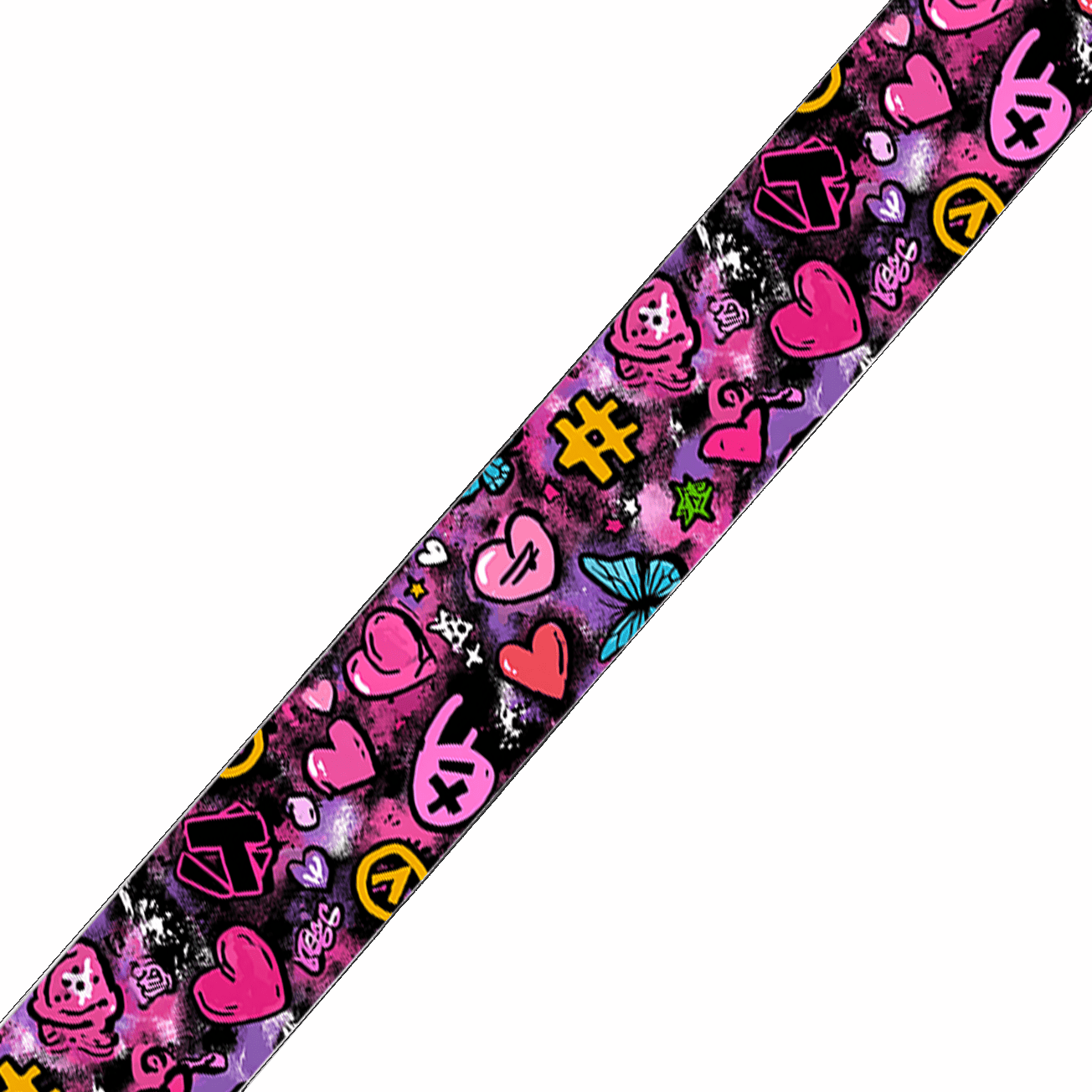 L'atelier du Fourmilier BioThane imprimé au mètre BioThane imprimé – Motif Cœurs graffiti & symboles pop