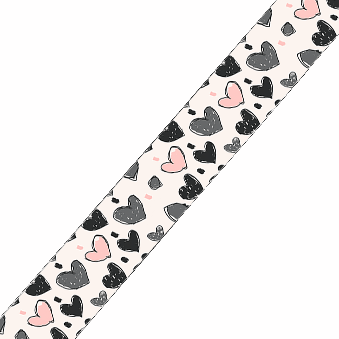 L'atelier du Fourmilier BioThane imprimé au mètre BioThane imprimé – Motif cœurs graphiques noir & rose poudré