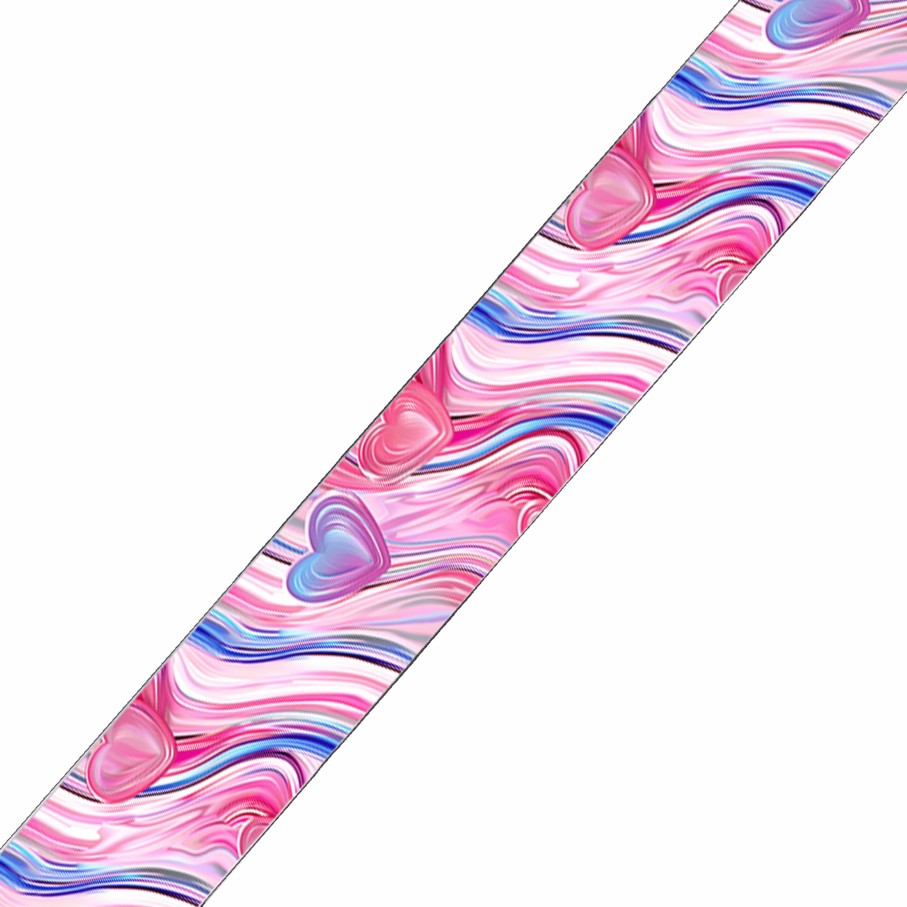 L'atelier du Fourmilier BioThane imprimé au mètre BioThane imprimé – Motif Cœurs marbrés rose & bleu