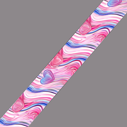 L'atelier du Fourmilier BioThane imprimé au mètre BioThane imprimé – Motif Cœurs marbrés rose & bleu