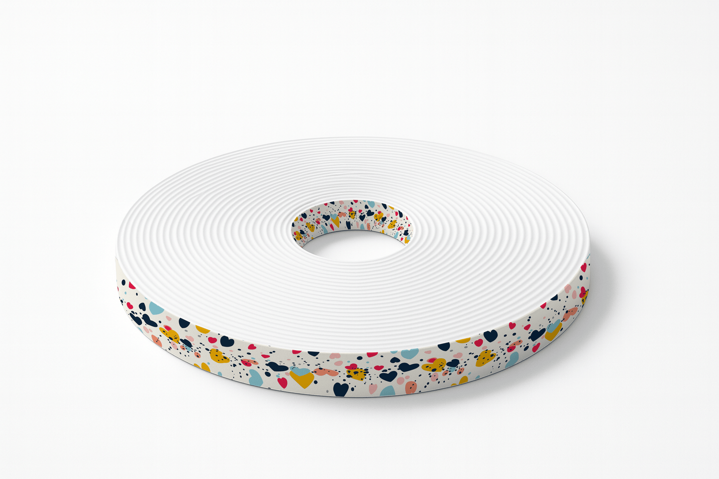 L'atelier du Fourmilier BioThane imprimé au mètre BioThane imprimé – Motif Cœurs multicolores pop fond blanc