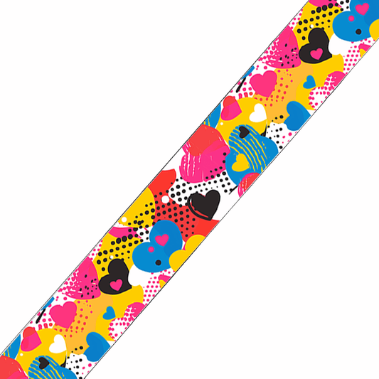 L'atelier du Fourmilier BioThane imprimé au mètre BioThane imprimé – Motif Cœurs pop multicolores