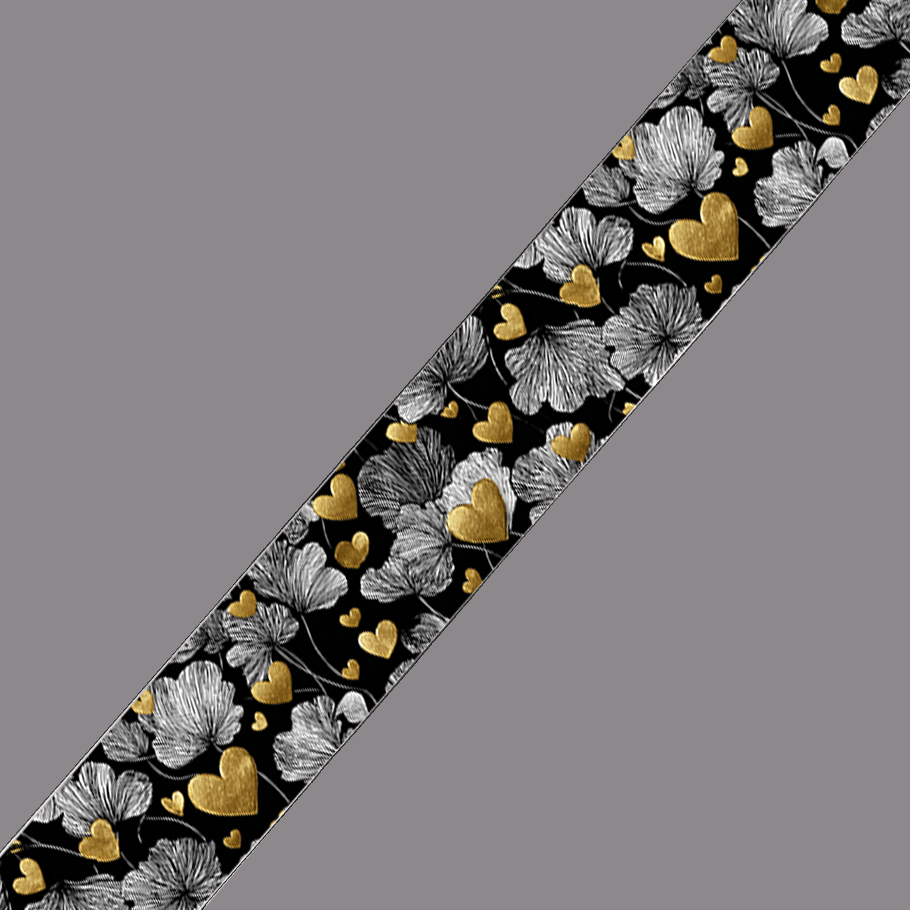 L'atelier du Fourmilier BioThane imprimé au mètre BioThane imprimé – Motif Fleurs délicates & cœurs dorés