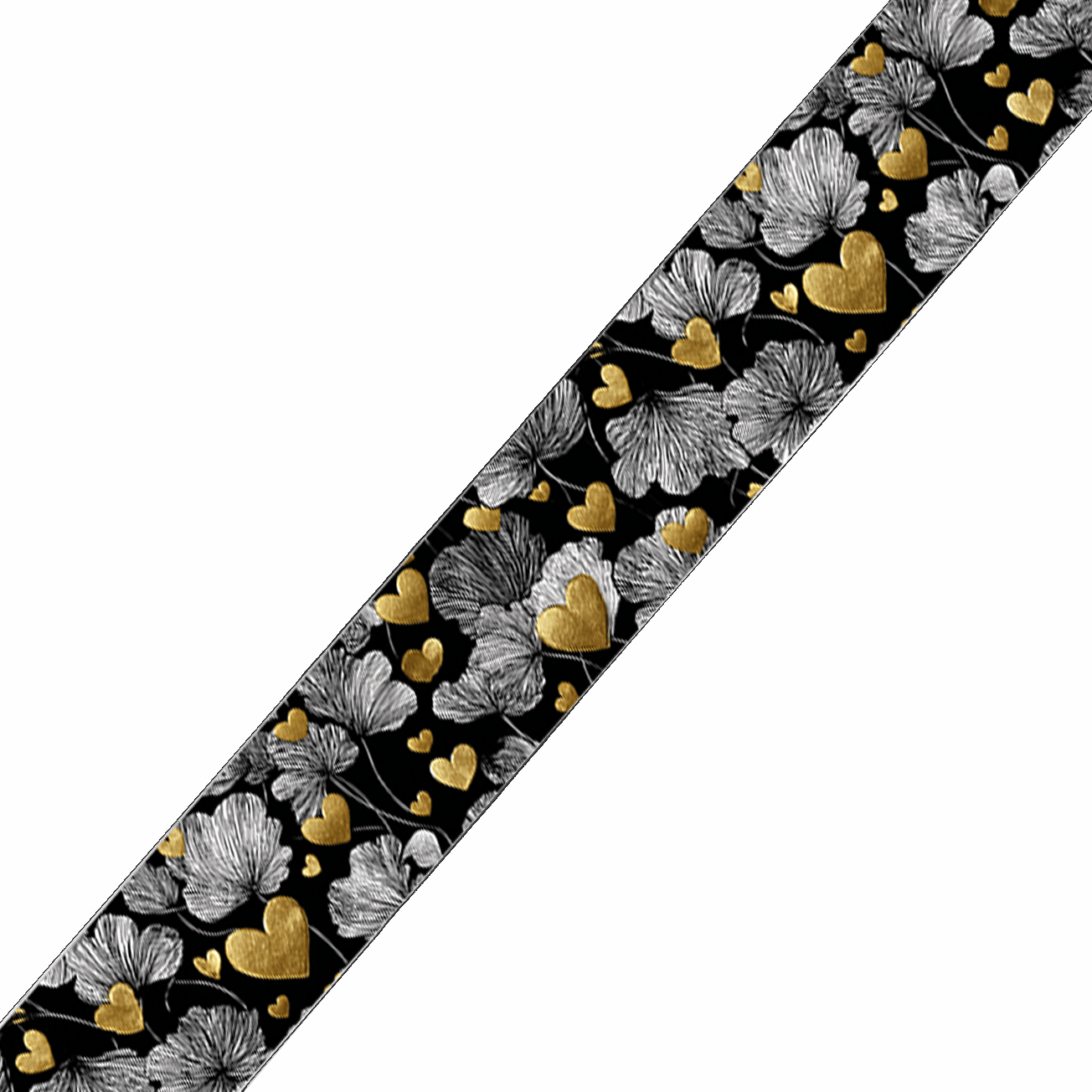 L'atelier du Fourmilier BioThane imprimé au mètre BioThane imprimé – Motif Fleurs délicates & cœurs dorés
