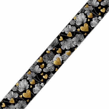 L'atelier du Fourmilier BioThane imprimé au mètre BioThane imprimé – Motif Fleurs délicates & cœurs dorés