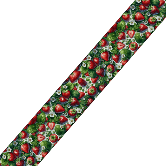 L'atelier du Fourmilier BioThane imprimé au mètre BioThane® imprimé – Motif Fraises et Feuillage – au mètre