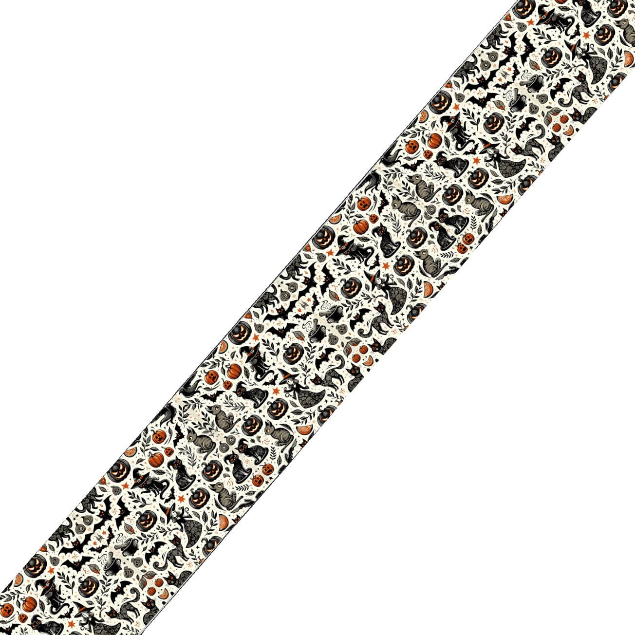 L'atelier du Fourmilier BioThane imprimé au mètre BioThane® imprimé – Motif Halloween graphique (chats noirs & citrouilles)
