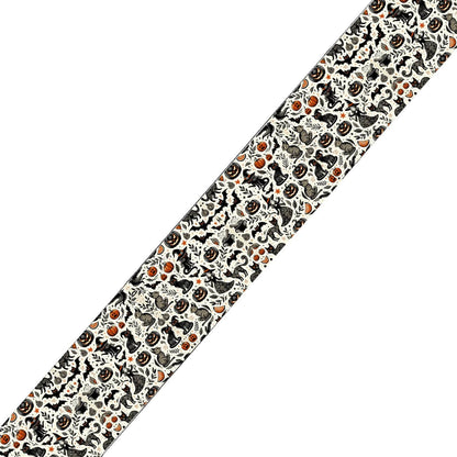 L'atelier du Fourmilier BioThane imprimé au mètre BioThane® imprimé – Motif Halloween graphique (chats noirs & citrouilles)