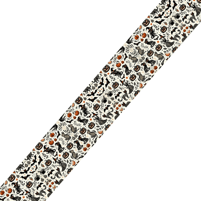 L'atelier du Fourmilier BioThane imprimé au mètre BioThane® imprimé – Motif Halloween graphique (chats noirs & citrouilles)