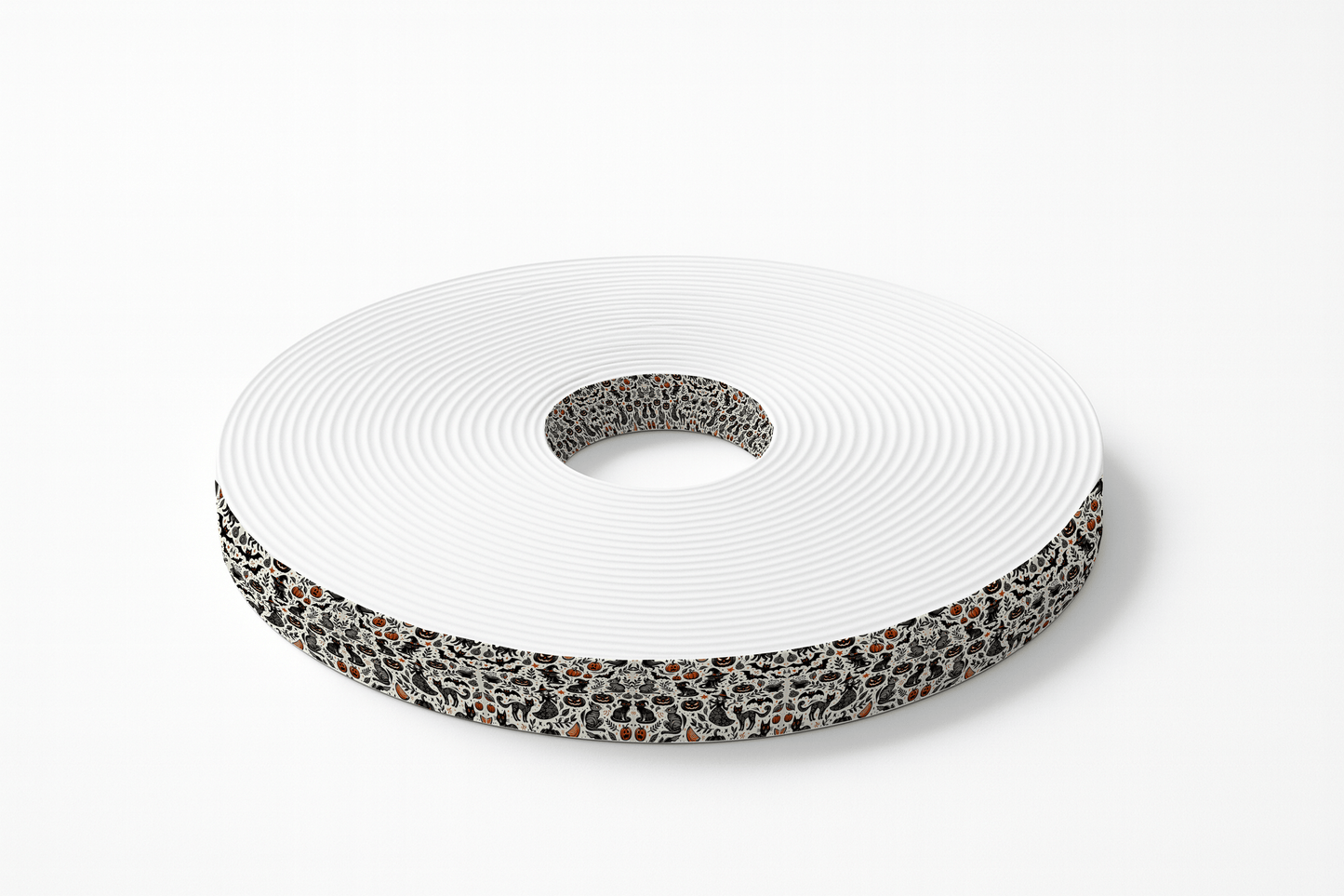 L'atelier du Fourmilier BioThane imprimé au mètre BioThane® imprimé – Motif Halloween graphique (chats noirs & citrouilles)