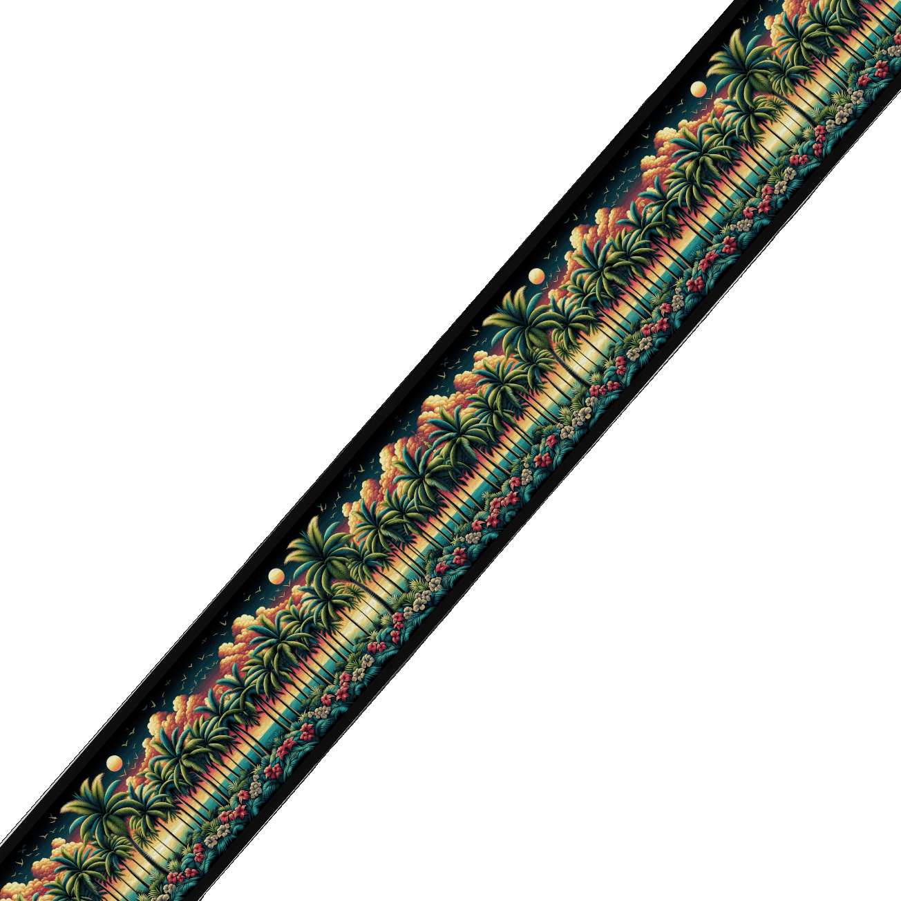 L'atelier du Fourmilier BioThane imprimé au mètre BioThane imprimé - Motif Palmiers Tropicaux au Coucher du Soleil