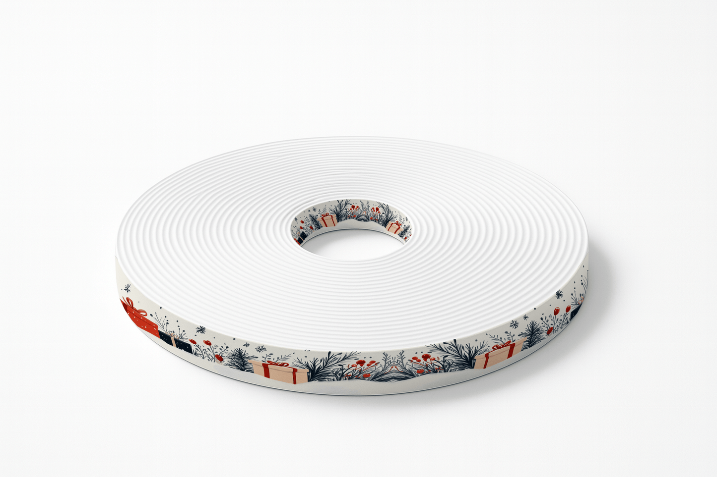 L'atelier du Fourmilier BioThane imprimé au mètre BioThane imprimé – Motif Paquets cadeaux & feuillages d’hiver