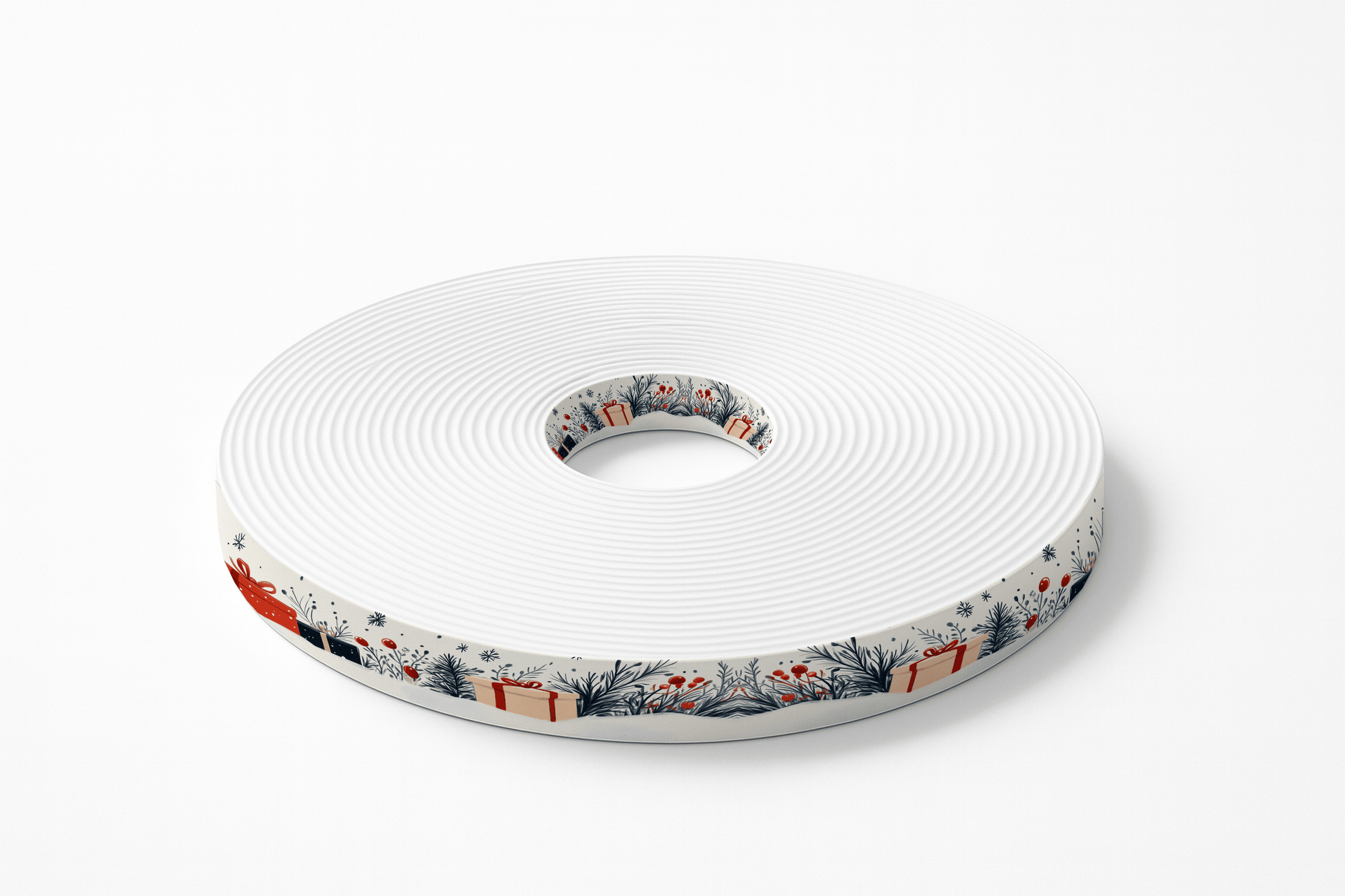 L'atelier du Fourmilier BioThane imprimé au mètre BioThane imprimé – Motif Paquets cadeaux & feuillages d’hiver
