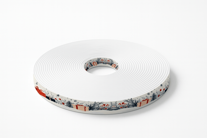 L'atelier du Fourmilier BioThane imprimé au mètre BioThane imprimé – Motif Paquets cadeaux & feuillages d’hiver