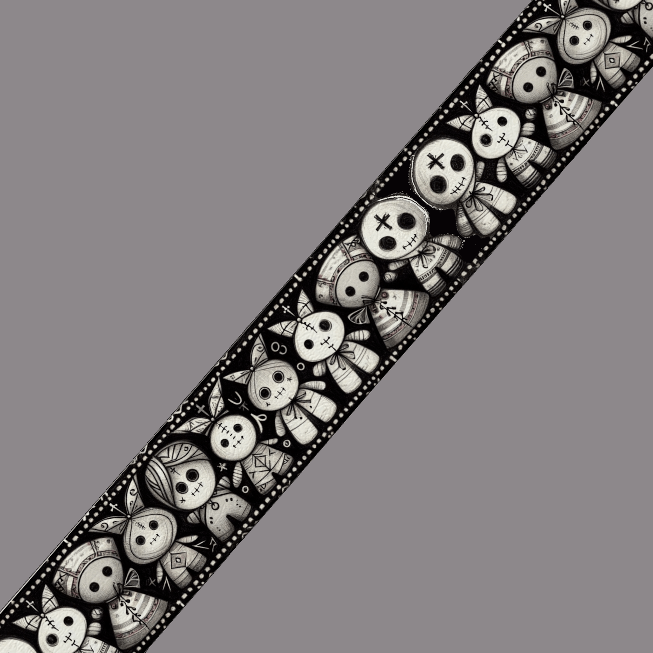 L'atelier du Fourmilier BioThane imprimé au mètre BioThane imprimé – Motif poupées vaudou mignonnes (vendu au mètre)