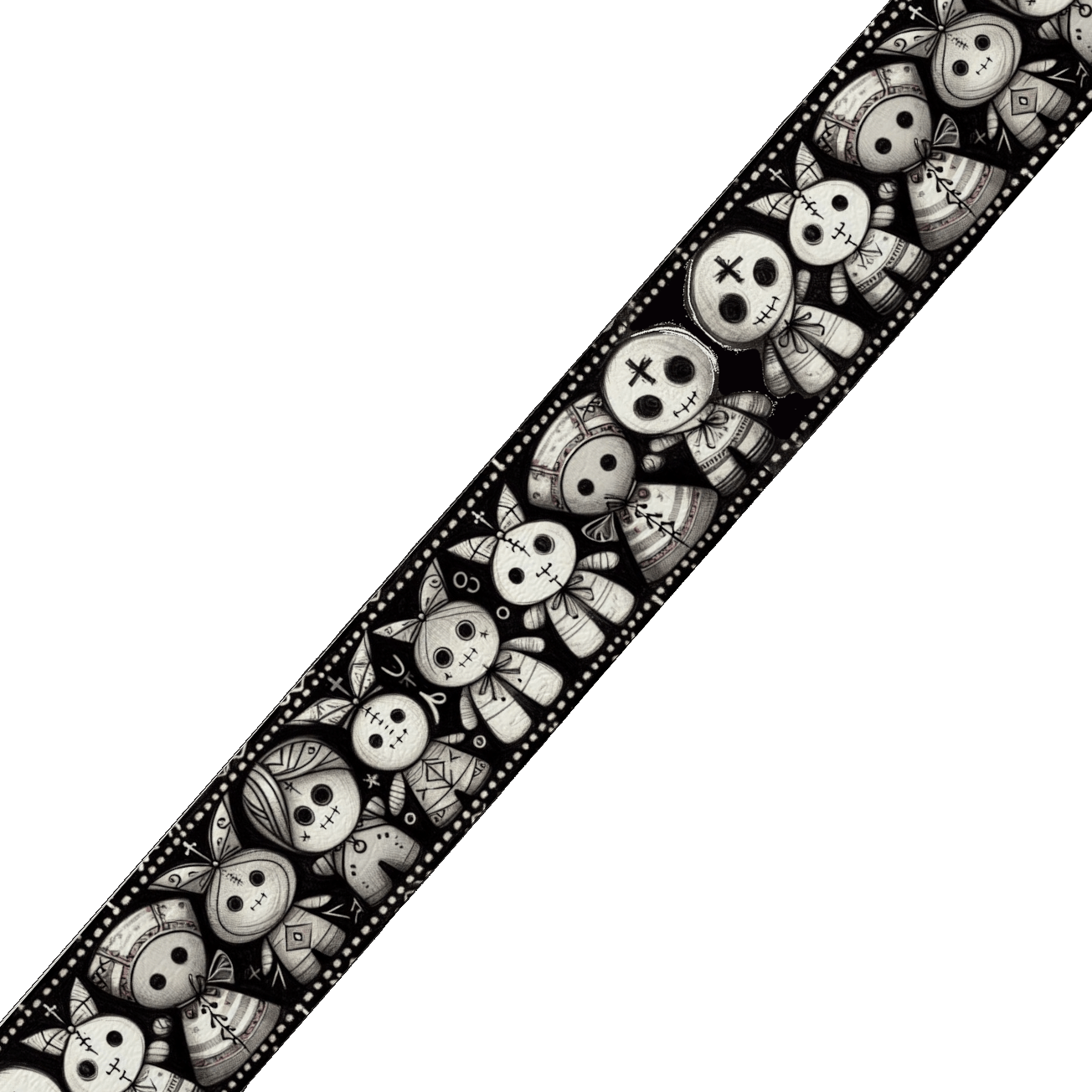 L'atelier du Fourmilier BioThane imprimé au mètre BioThane imprimé – Motif poupées vaudou mignonnes (vendu au mètre)