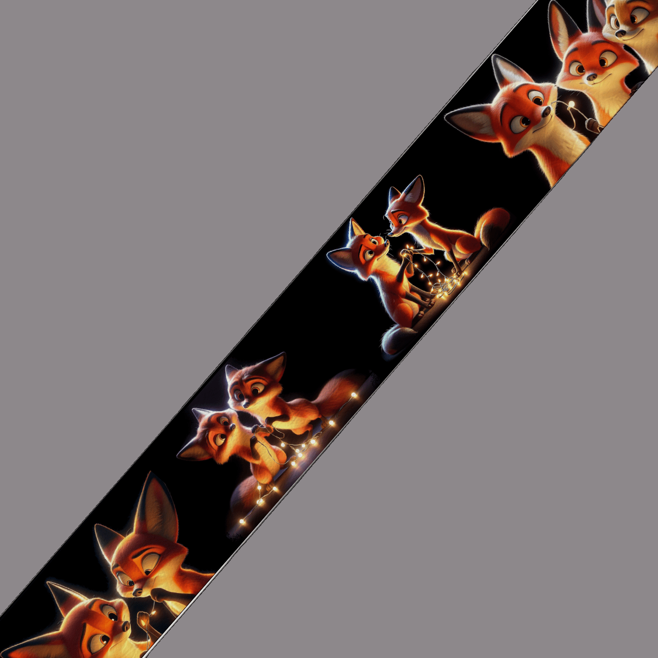 L'atelier du Fourmilier BioThane imprimé au mètre BioThane imprimé – Motif Renards amoureux à la guirlande