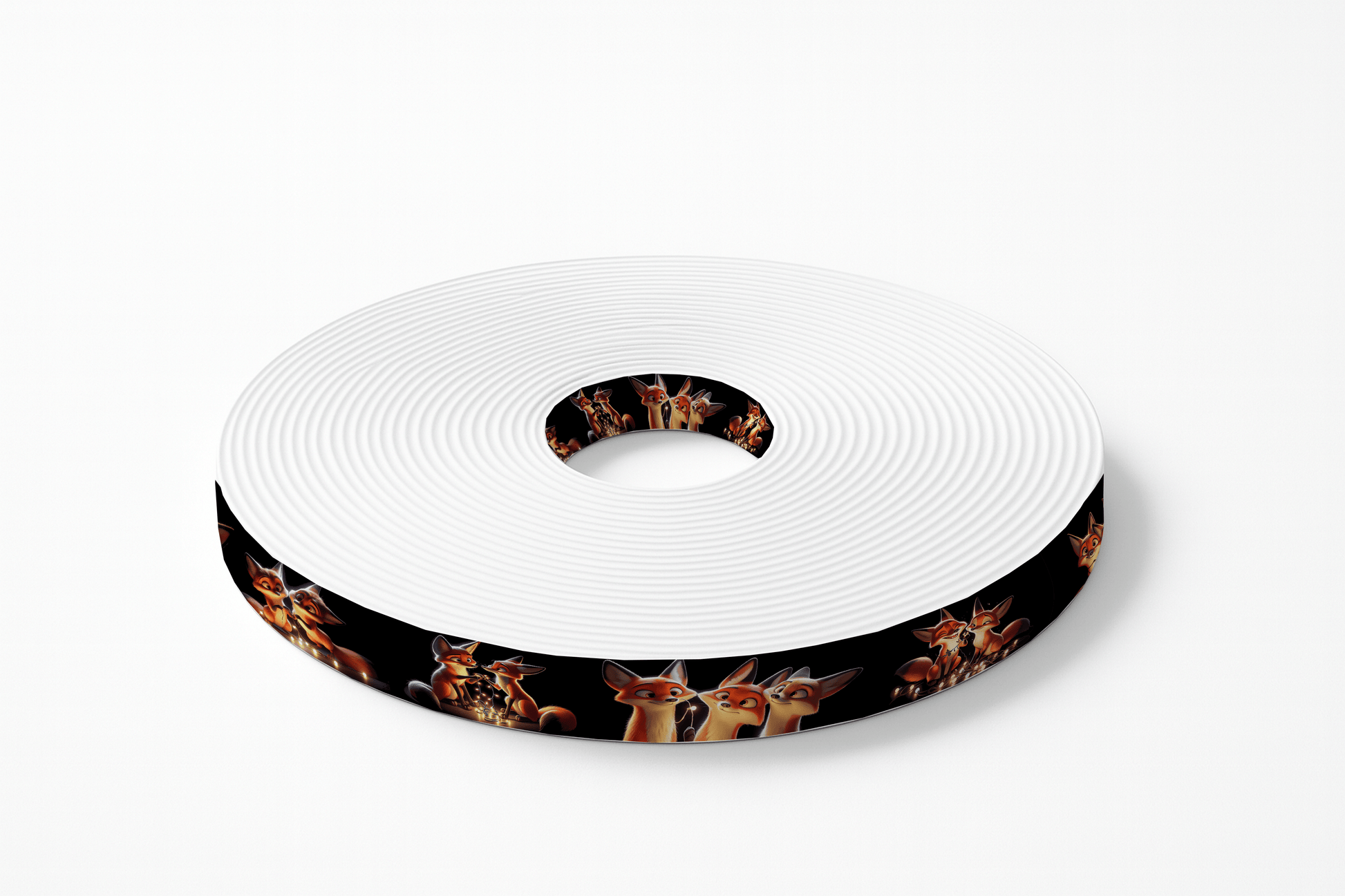 L'atelier du Fourmilier BioThane imprimé au mètre BioThane imprimé – Motif Renards amoureux à la guirlande