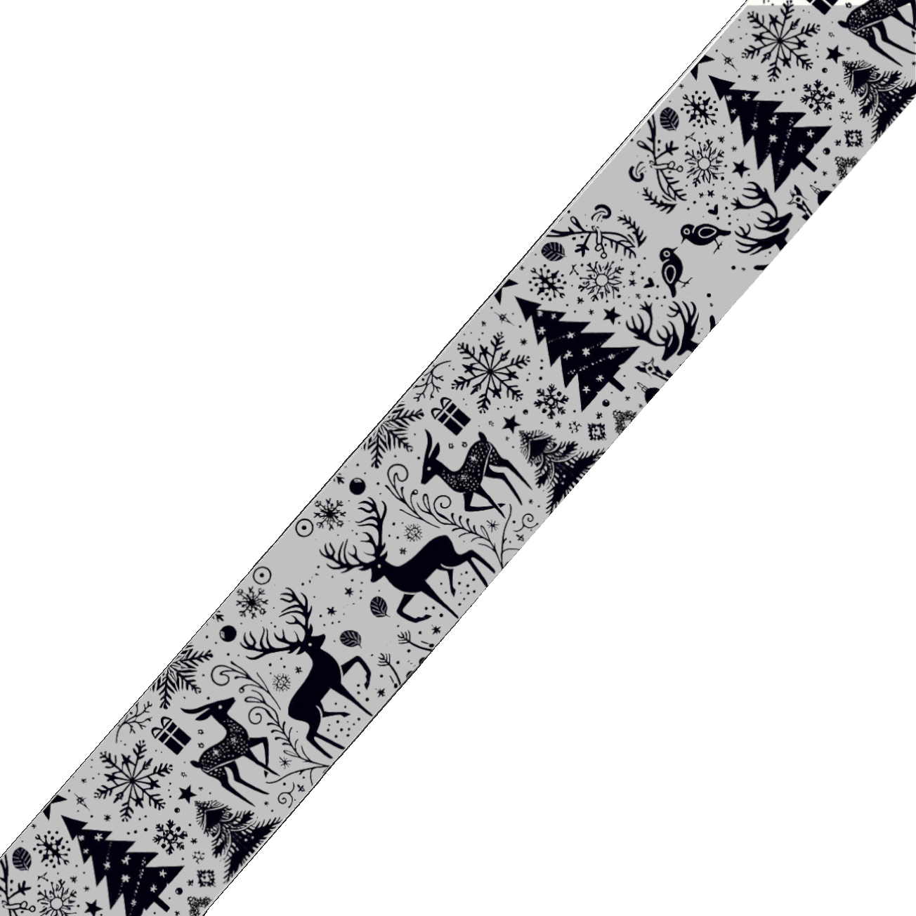 L'atelier du Fourmilier BioThane imprimé au mètre BioThane imprimé - Motif "Rennes & Sapins stylisés" (édition Silver)