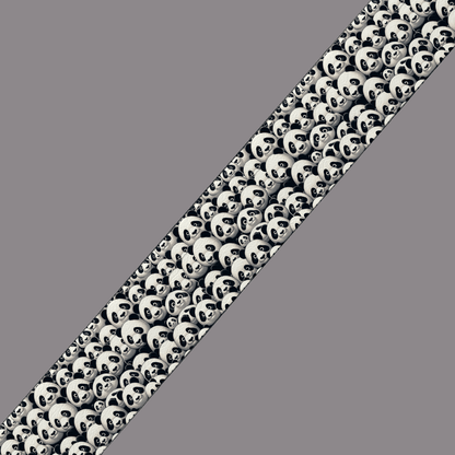 L'atelier du Fourmilier BioThane imprimé au mètre BioThane imprimé – Motif Têtes de Panda Noir et Blanc