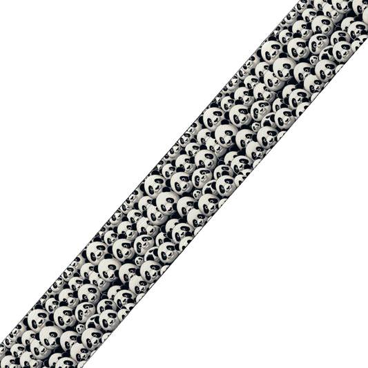L'atelier du Fourmilier BioThane imprimé au mètre BioThane imprimé – Motif Têtes de Panda Noir et Blanc
