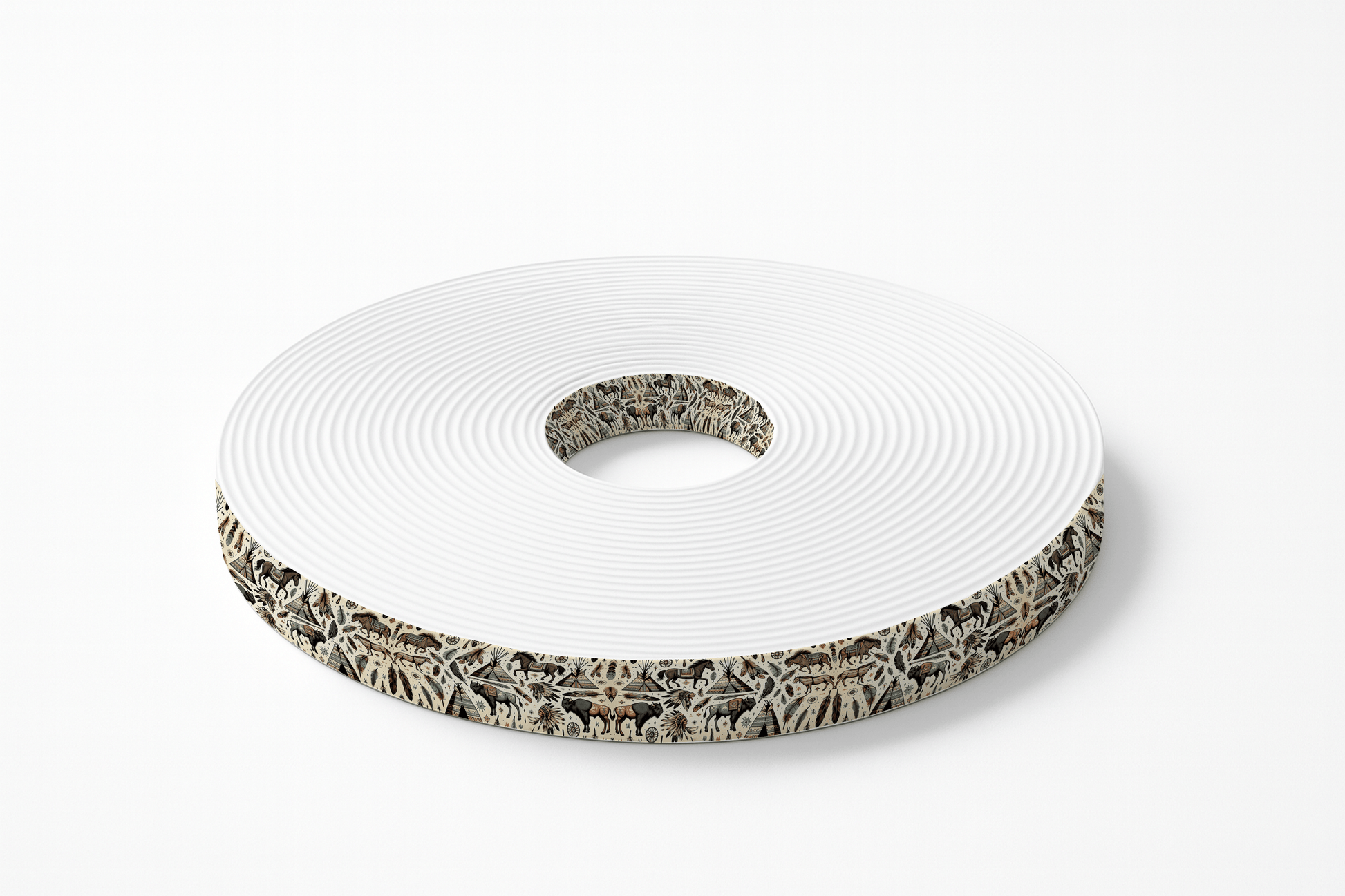 L'atelier du Fourmilier BioThane imprimé au mètre BioThane® imprimé motif Tribal Indien – chevaux, tipis et plumes