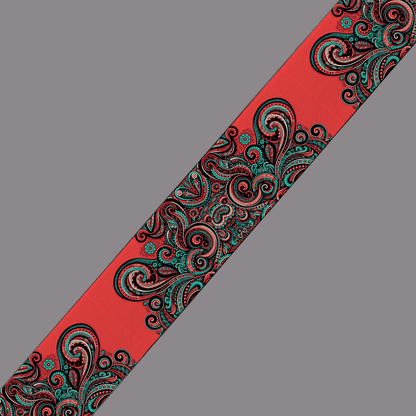 L'atelier du Fourmilier BioThane imprimé au mètre BioThane®  imprimé motif tribal ornemental rouge