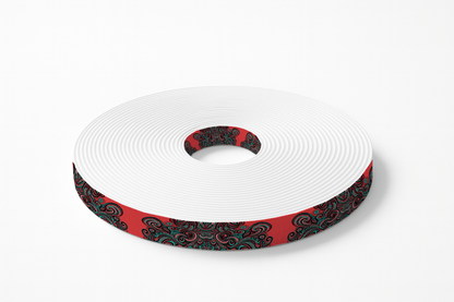 L'atelier du Fourmilier BioThane imprimé au mètre BioThane®  imprimé motif tribal ornemental rouge