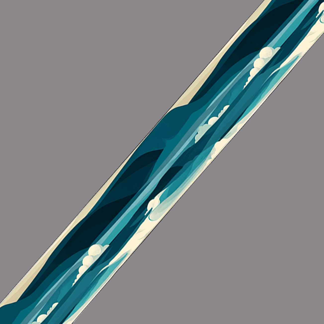 L'atelier du Fourmilier BioThane imprimé au mètre BioThane imprimé – Motif Vagues bleu canard & écume