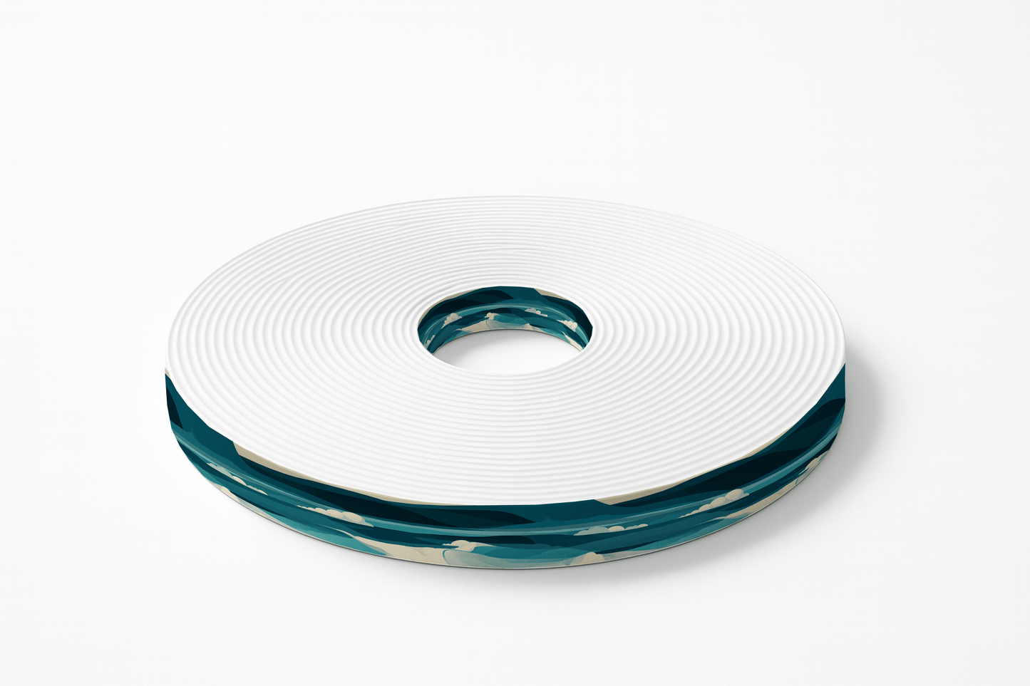 L'atelier du Fourmilier BioThane imprimé au mètre BioThane imprimé – Motif Vagues bleu canard & écume