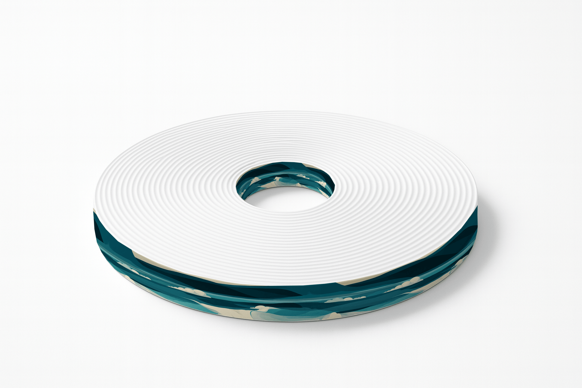 L'atelier du Fourmilier BioThane imprimé au mètre BioThane imprimé – Motif Vagues bleu canard & écume