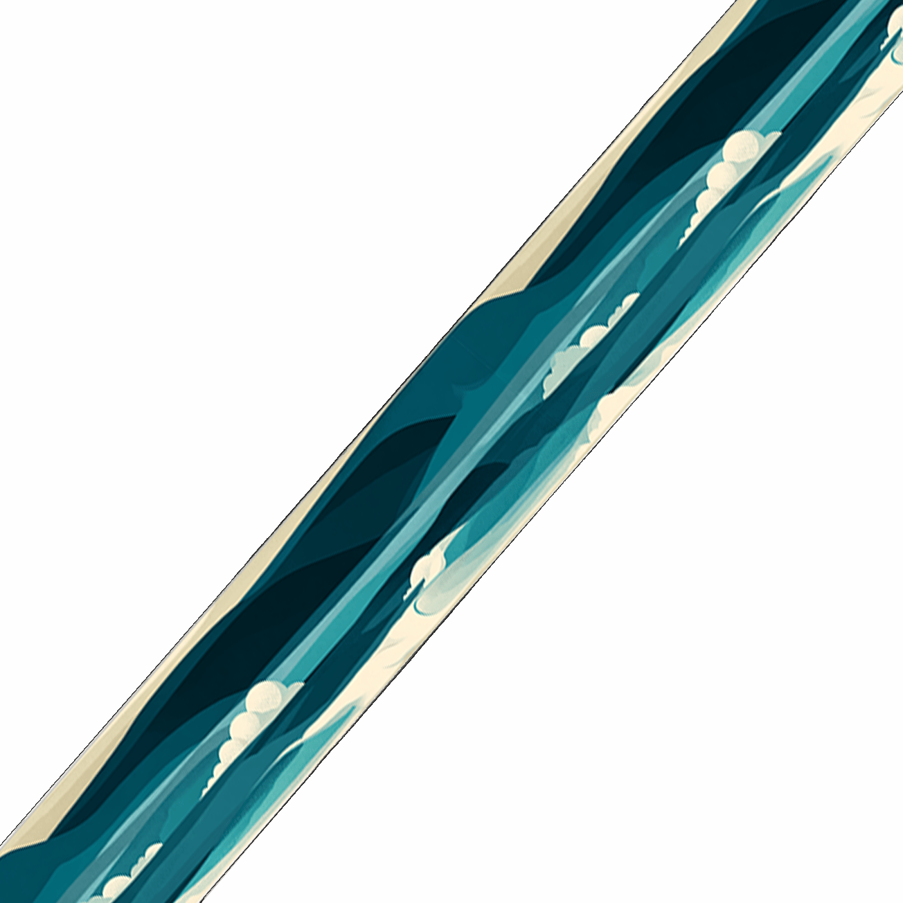 L'atelier du Fourmilier BioThane imprimé au mètre BioThane imprimé – Motif Vagues bleu canard & écume