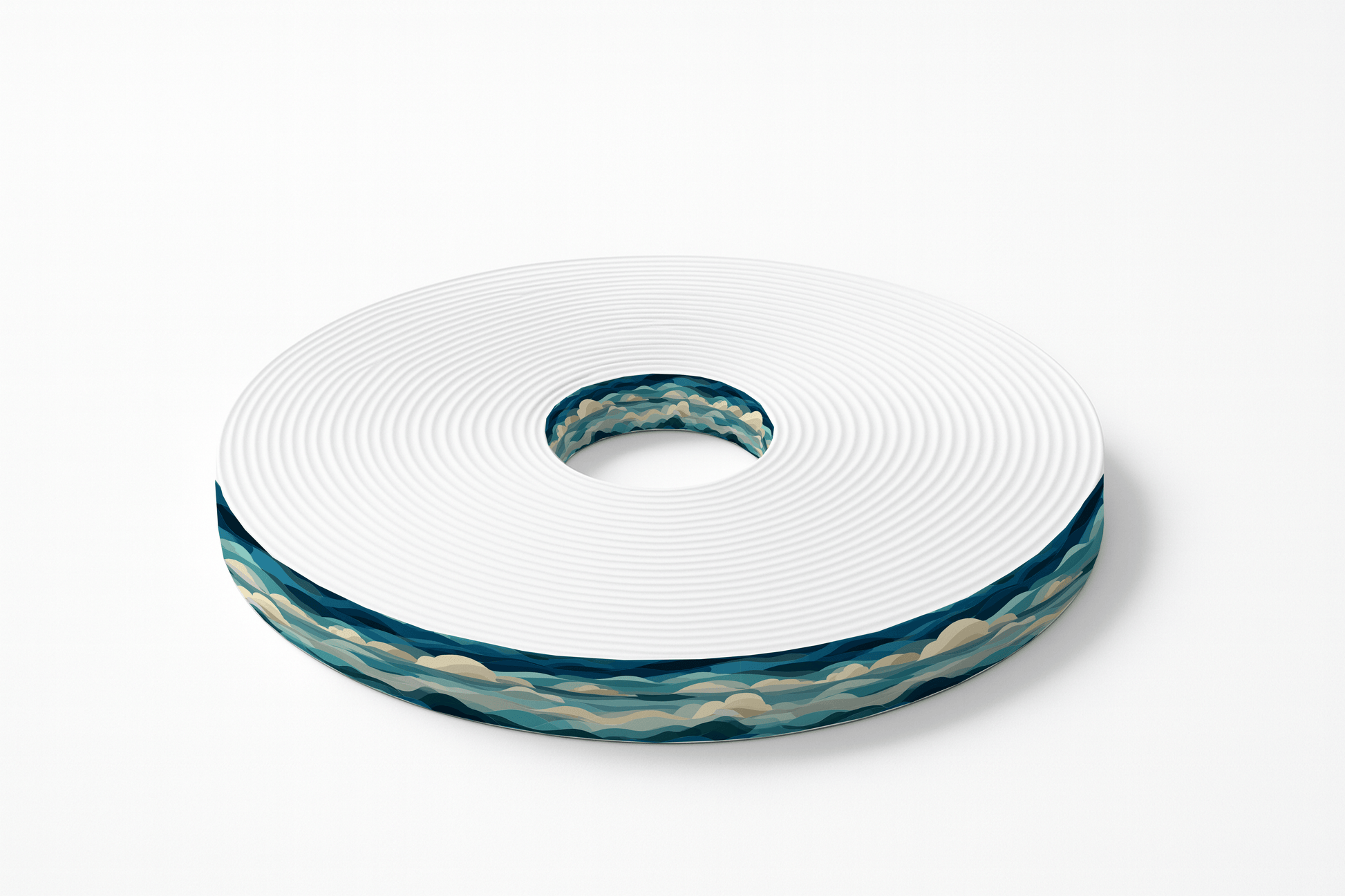 L'atelier du Fourmilier BioThane imprimé au mètre BioThane imprimé – Motif Vagues bleues & écume