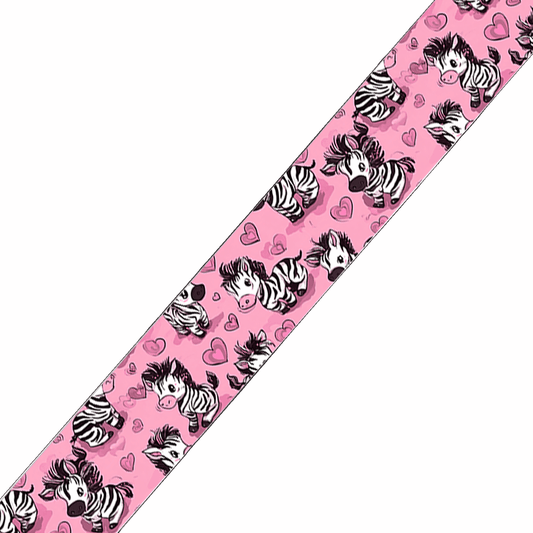 L'atelier du Fourmilier BioThane imprimé au mètre BioThane imprimé – Motif Zèbres cartoon & cœurs