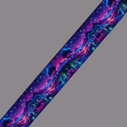 L'atelier du Fourmilier BioThane imprimé au mètre BioThane imprimé - Paysage lumineux & lucioles dans la nuit