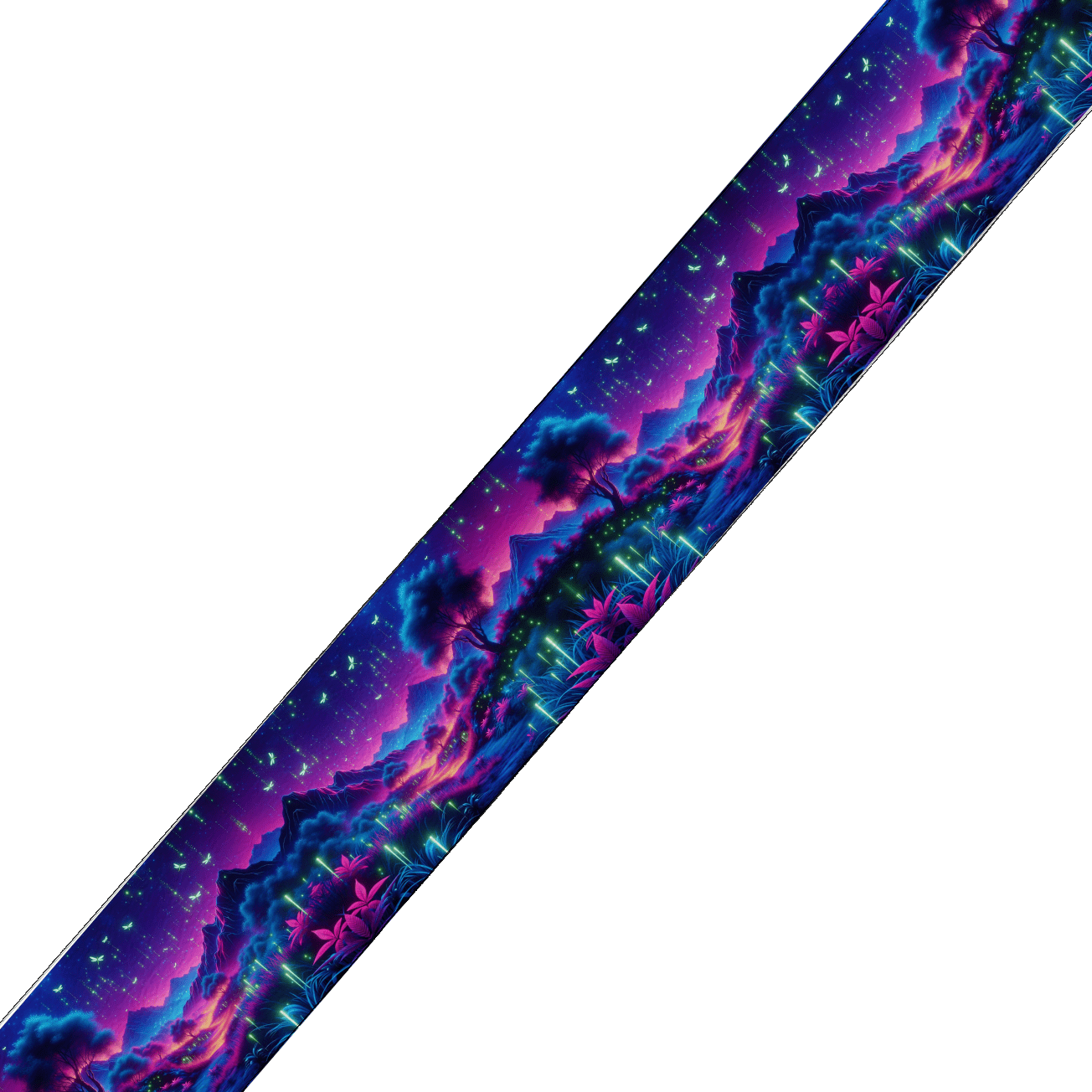 L'atelier du Fourmilier BioThane imprimé au mètre BioThane imprimé - Paysage lumineux & lucioles dans la nuit