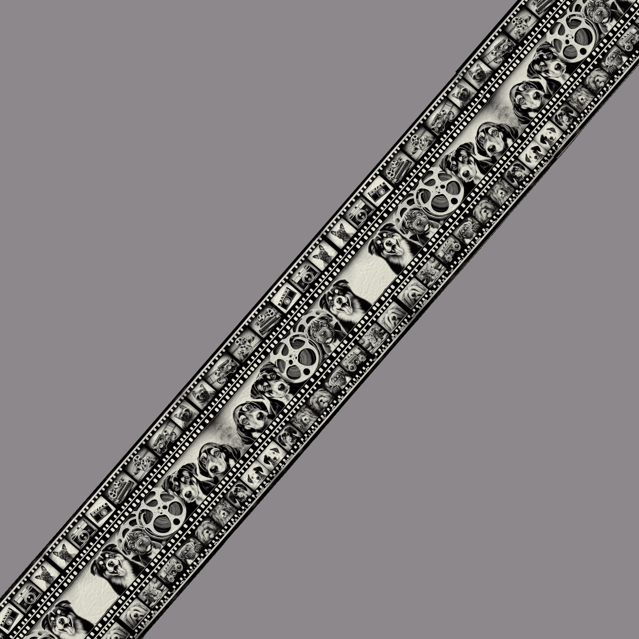 L'atelier du Fourmilier BioThane imprimé au mètre BioThane® imprimé – "Pellicule Canine Vintage" – Noir & Blanc